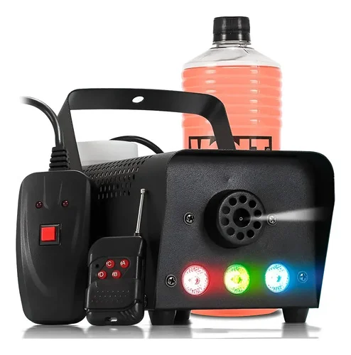 Maquina De Fumaça Dmx Bx-750 3 Leds Rgb 2 Controles + Fluido