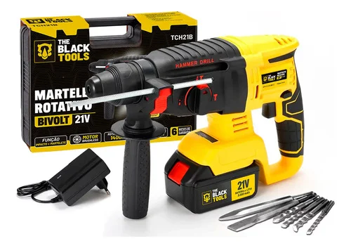 Martelete Rotativo Rompedor 21v A Bateria Com Impacto Sds Amarelo 110v/220v 50/60hz