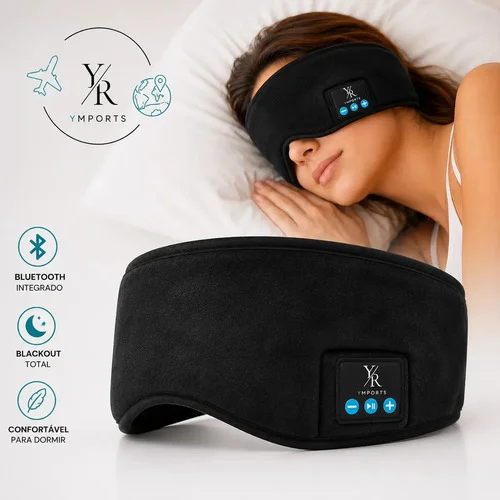 Máscara De Dormir Com Bluetooth Tapa Olho Com Fone Para Sono Meditação Relaxamento Preto YR Ymports