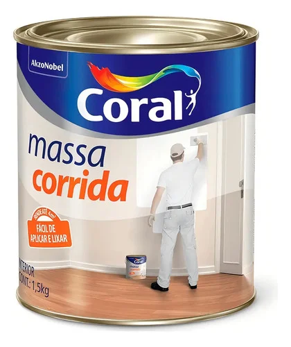 Massa Corrida PVC Branca Fosca Interior 1,5kg Coral Fácil Aplicação