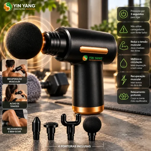 Massageador Corporal Pistola Pescoço Aquecimento Elétrico Masajeador Massageador Yin Yang Lombar Panturrilha Mão Pescoço Cabeça Costas Coluna Pernas Ombros Cervical - Aparelho massagem Portátil Preto