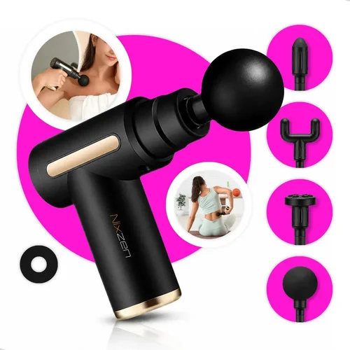 Massageador Pistola Elétrica Profissional Muscular Portátil Aparelho Fisioterapia Corporal 6 Velocidades 4 Cabeças De Alívio Dores Relaxamento Liberação Recuperação Muscular Nixzen
