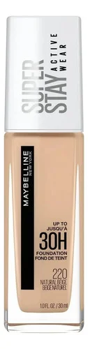 Maybelline NY Base Alta Cobertura Super Stay Active Wear Resistente ao Suor Alta Duração até 30h na Pele, Cor 220 Natural Beige, 30ml