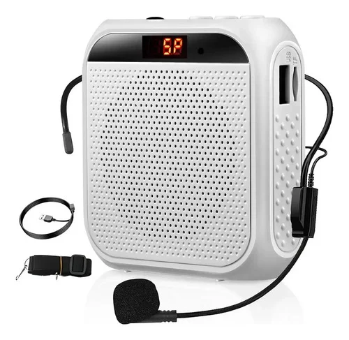 Megafone Amplificador De Voz Portátil Com Microfone De Cabeç Branco
