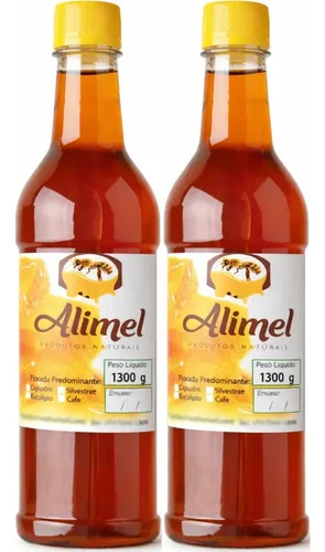 Mel Puro De Abelha Europa - 2 Garrafas De 1,3 Kg - Alimel