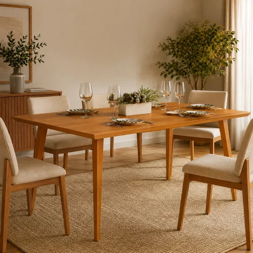 Mesa De Jantar Pés Madeira Maciça 120x80 Tampo Mdf