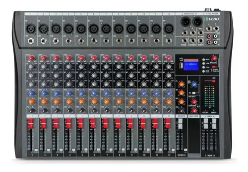 Mesa de Som Digital Vedo Mixer 12 Canais Bluetooth Efeitos Integrados