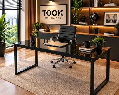 Mesa Escritório 120x80 Design Industrial Escolha Sua Cor Preto