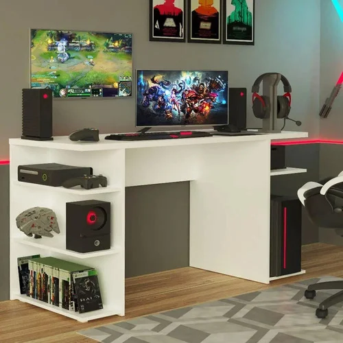 Mesa Gamer Madesa 9409 - Branco Branco
