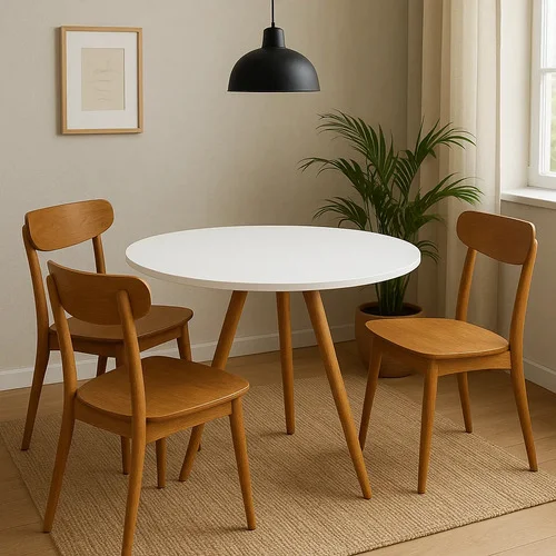 Mesa Redonda Decorativa Para Sala De Jantar Compacta Branco 80cm