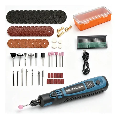Micro Retífica Com Acessórios Mini Furadeira E Maleta 96 Pcs