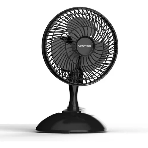 Micro Ventilador Ventisol 20cm 3 Pás Preto Clip Portátil De Mesa
