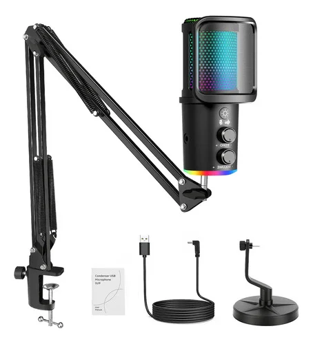Microfone Gamer Profissional Cardioid Com Braço Articulado Preto