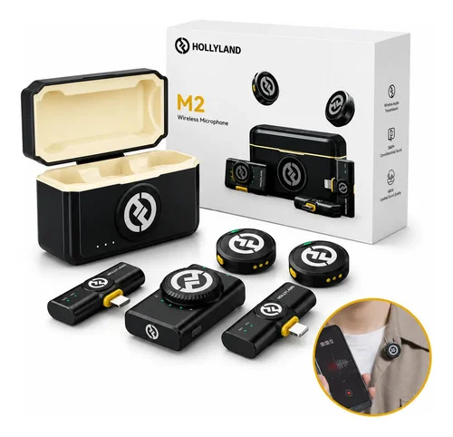 Microfone Lapela Hollyland Lark M2 Combo Usb C E Lightning Preto