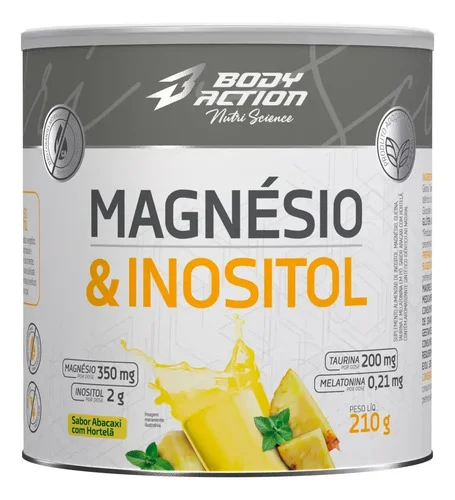 Mineral/Vitamina Bodyaction Nutri Science Magnésio E Inositol Taurina Melatonina 210g em pó sabor Abacaxi com hortelã x 210g