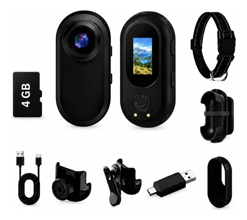 Mini Câmera De Ação 1080p Full Hd Portátil Para Esportes Preto