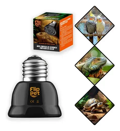 Mini Lâmpada Cerâmica Aquecimento Pet Aves Repteis 20w