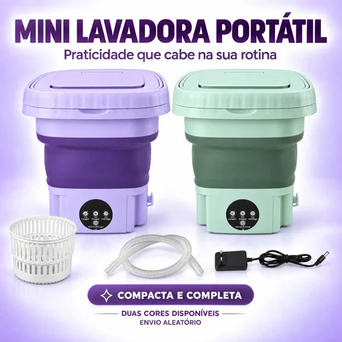 Mini Máquina De Lavar Roupa 9l Centrífuga Portátil Bivolt 127/220v Lilás