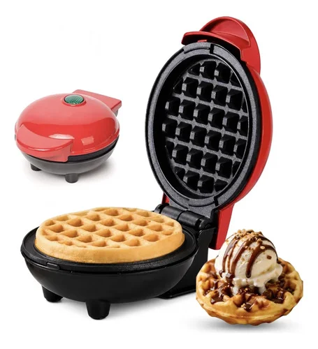 Mini Máquina Waffle Assar Elétrica Fitness Dietas Omeleteira Mini Maquina Waffle Vermelho 127v