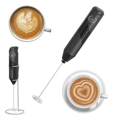 Mini Mixer Elétrico Portátil Espumador Leite Cappuccino Café Preto