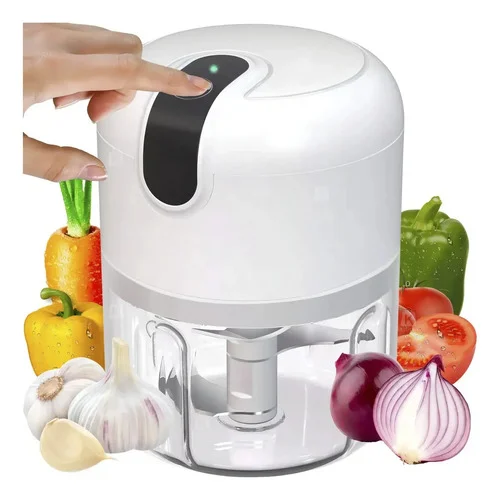 Mini Processador Triturador Elétrico Alho E Temperos 250ml Branco 127/220v