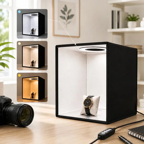 Mini Studio 60x60cm Com Led Fotos Anel De Luz Portátil 127/220v