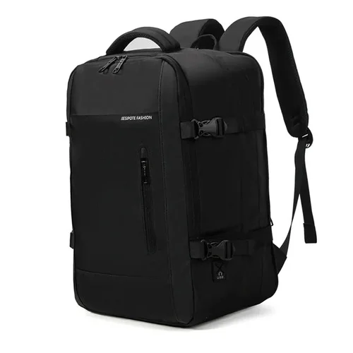Mochila sem gênero, impermeável, reforçada, com capacidade ampliada de 30-42L, adequada para portátil, viagens diárias, cor preta