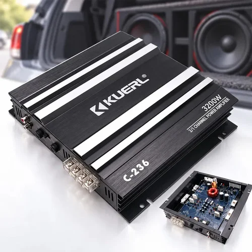 Módulo Amplificador 3200w 2 Canais Som Automotivo Preto