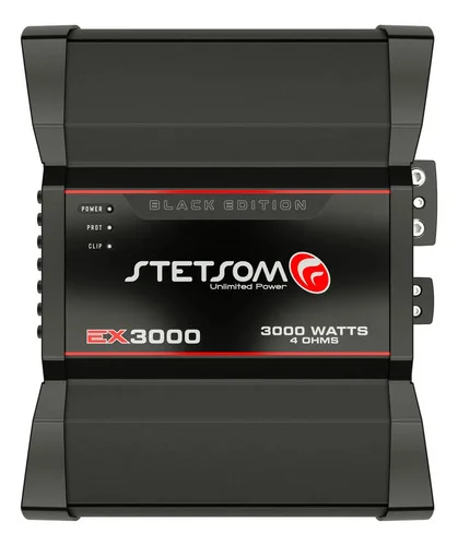 Módulo amplificador Stetsom EX3000 line 4 ohms barra edição preta alta potência som preto