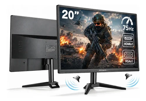Monitor Gamer Novantes De 20" Com 75hz, 5ms E Alto-falantes Integrados Preto
