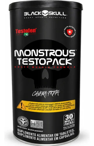 Monstrous Testopack Força Vitalidade E Testofen Black Skull 30 Packs Neutro