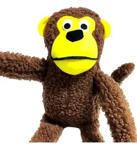 Mordedor Pelúcia Macaco Mais Dog Para Cão Com Apito 40cm Marrom