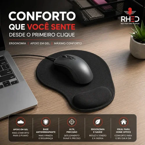 Mouse Pad Ergonômico Gamer Com Apoio de Pulso Para PC e Notebook RHEAD