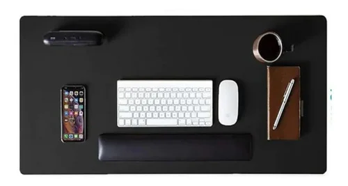 Mousepad Extra Grande Preto 90x40 cm Deskpad Couro Antiderrapante Mesa Computador Notebook - KingPad