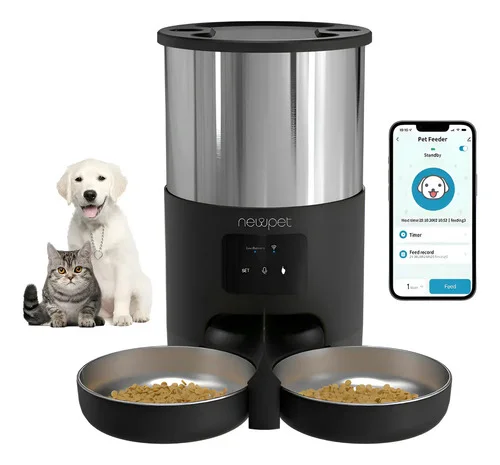 Newpet Dispensador Automático De Alimentos Para Cães Gato 5l Preto