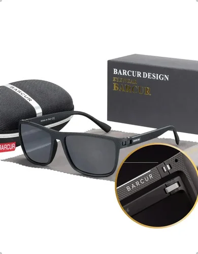 Óculos De Sol Masculino Polarizado Proteção Uv400 Original Preto Preto Linha Cinza