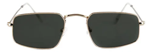Óculos de Sol Saint Germain Hylan Geométrico para Homens e Mulheres com Lente Verde e Armação Dourada