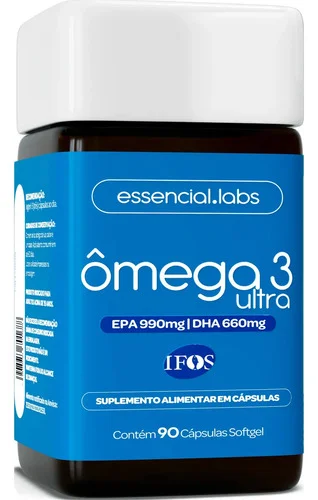 ÔMEGA 3 Ultra TG (EPA 990mg e DHA 660mg) com selo IFOS - 90 Cápsulas Softgel - 100% Puro com Tecnologia Avançada e Alta Biodisponibilidade