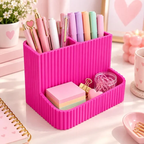 Organizador De Mesa Canelado Escritório Porta Caneta.