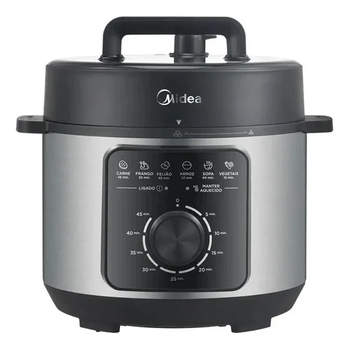 Panela De Pressão Mecânica Preta E Inox 4l Midea Cor Cinza