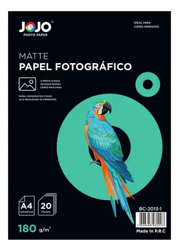 Papel Fotográfico Matte A4 180g Resistente à Água 200 Folhas Jojo