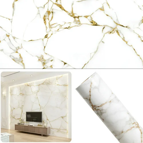 Papel Parede Adesivo Mármore Dourado Lavável Autocolante Mármore Dourado