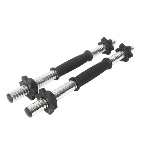 Par De Barras Com Rosca Oca 40 Cm Cromadas 1 Polegada Para Halteres Pegada Emborrachada Antiderrapante Anilhas Musculação Fitness Treino De Força Rosqueável Com Presilhas