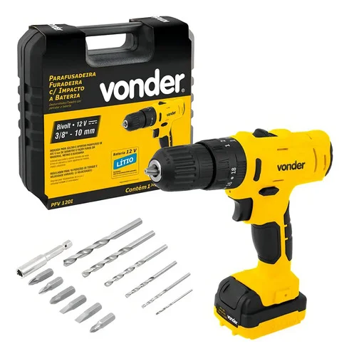 Parafusadeira Furadeira Pfv120i De Impacto Vonder Cor Amarelo