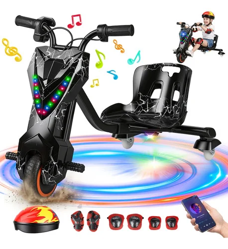 Patinete Drift Elétrico Triciclo Infantil 6.5'' Médio 15km/h Preto