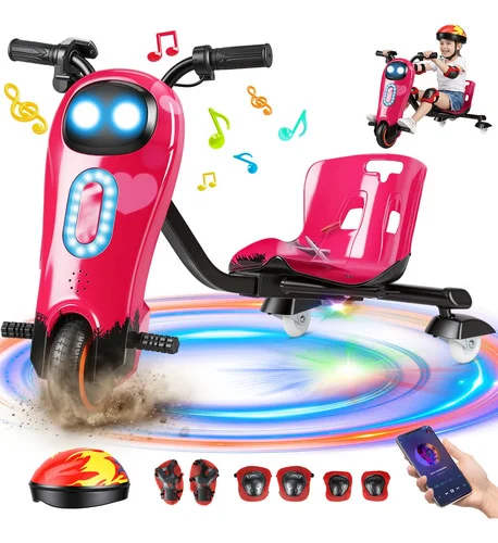 Patinete Drift Elétrico Triciclo Infantil 6.5'' Médio 15km/h Rosa-chiclete