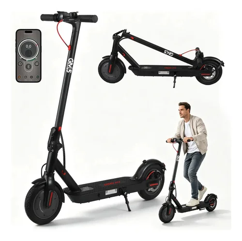 Patinete Elétrico GM5 P1 Preto Dobrável com Bluetooth, 25 Km/h e Autonomia de 22 Km