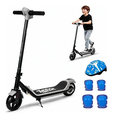 Patinete Infantil Eletrico 24v Com Freio Seguro Cinza-preto