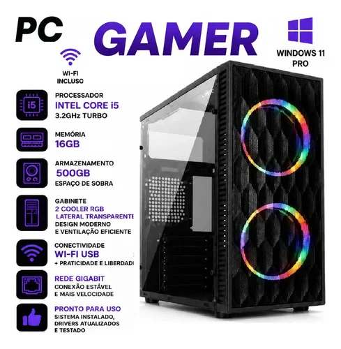 Pc Cpu Gamer Barato Core I5 3.2ghz Turbo 16gb + 500gb + Wifi 500 Gb 16 Gb Intel Graphics