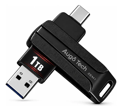 Pendrive 1tb 2 Em 1 Usb 3.0 Tipo-c Cinza Escuro Metálico
